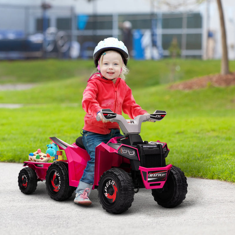 Kids Pink ATV Quad Car with Rear Trailer Magic Cars 0