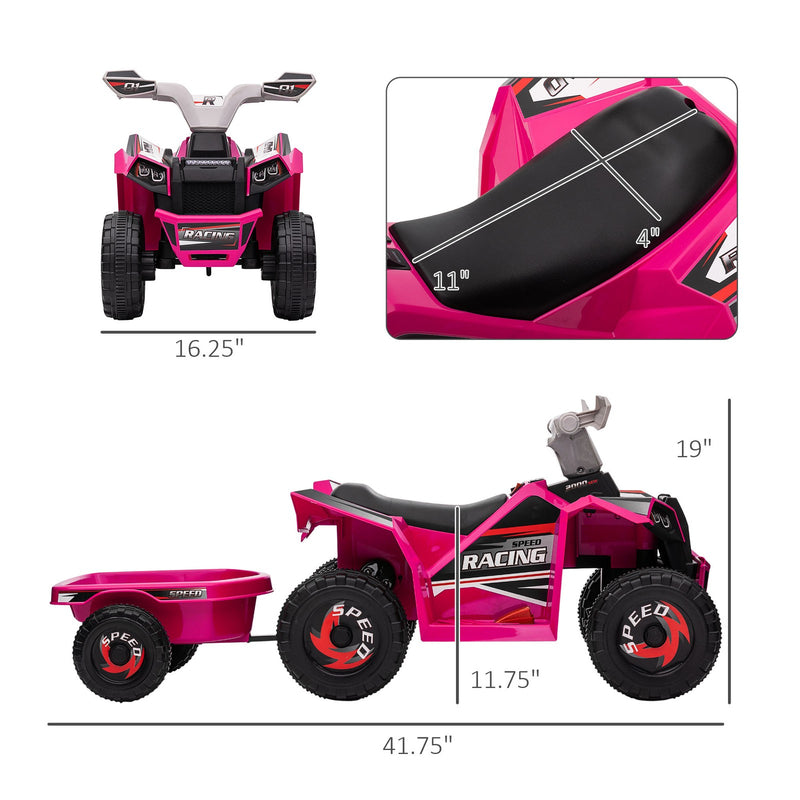Kids Pink ATV Quad Car with Rear Trailer Magic Cars 1