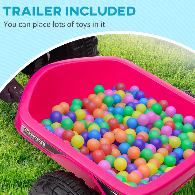Kids Pink ATV Quad Car with Rear Trailer Magic Cars 4