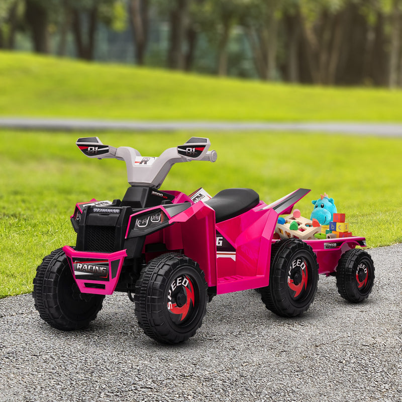 Kids Pink ATV Quad Car with Rear Trailer Magic Cars 8