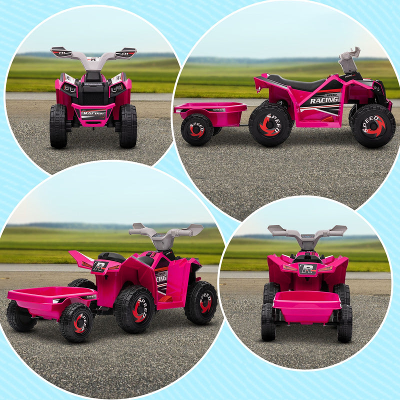 Kids Pink ATV Quad Car with Rear Trailer Magic Cars 9