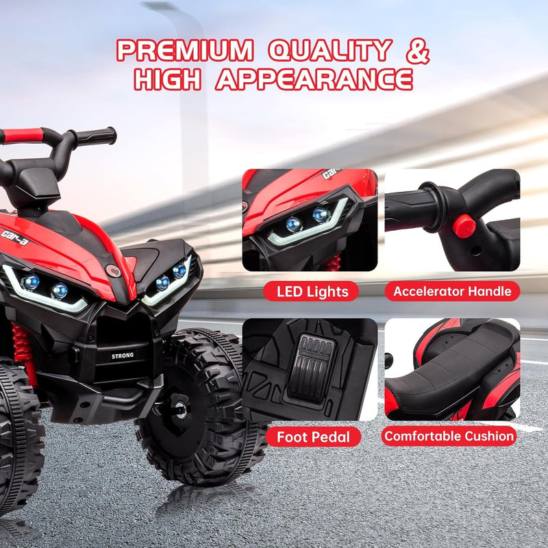 Kids 12V Battery-Powered 4-Wheeler LED Ride-On ATV Toy Vehicle Magic Cars 13