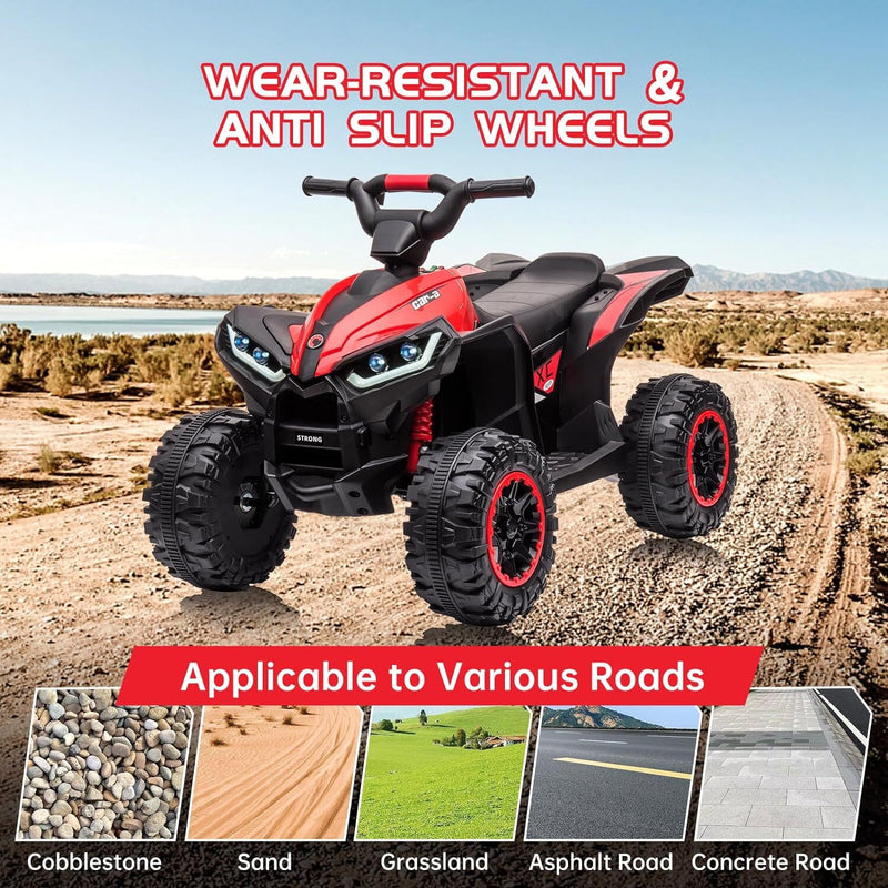 Kids 12V Battery-Powered 4-Wheeler LED Ride-On ATV Toy Vehicle Magic Cars 14