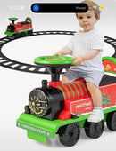 Children's Electric Ride-On Christmas Train with Track Set in Red and Green Magic Cars Variant 0