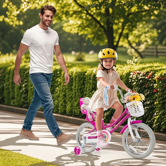 16-Inch Kids Bike with Training Wheels and Dual Brake System for Ages 4-7 Magic Cars 1