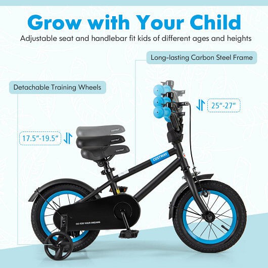 12-Inch Kids Bike with Adjustable Handlebar and Saddle in Black Magic Cars 4