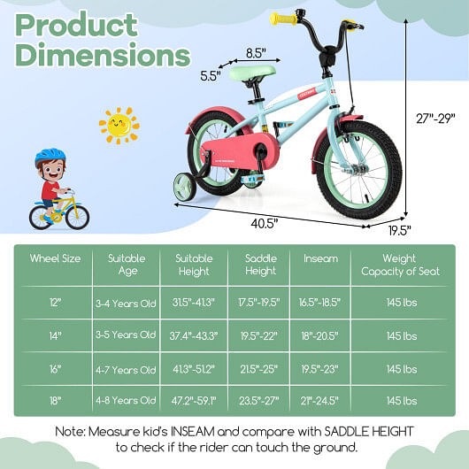 14-Inch Blue Kids Bike with Adjustable Handlebar and Saddle Magic Cars 3