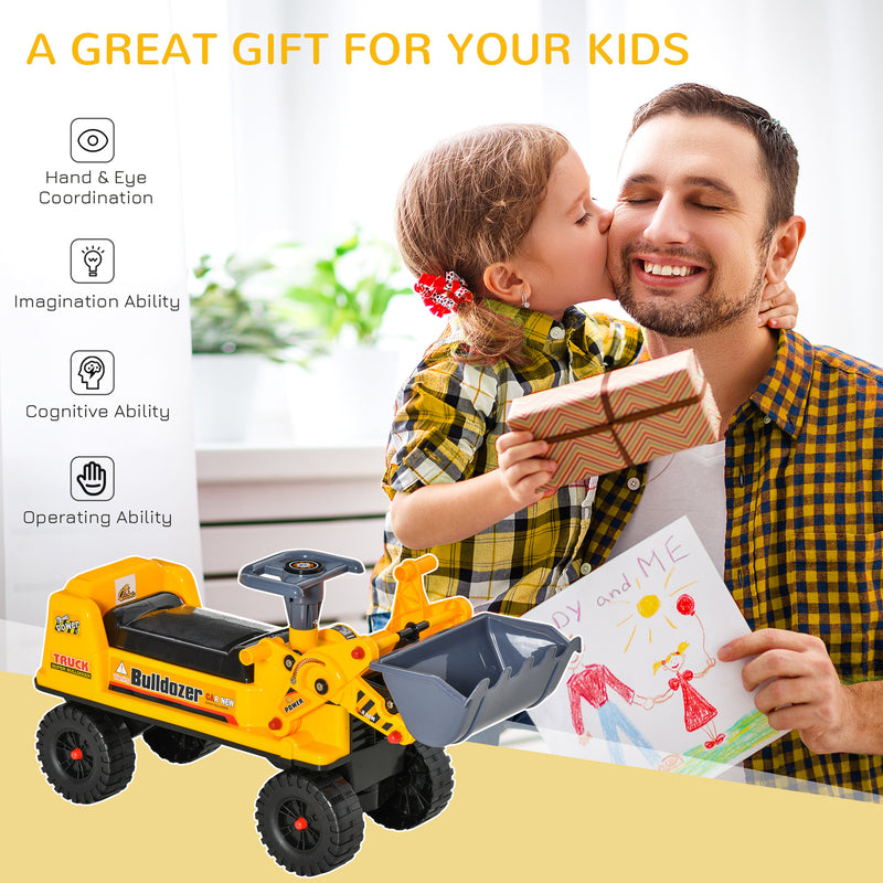 Toddler Ride-On Bulldozer Toy with Durable Outdoor Wheels Magic Cars 3