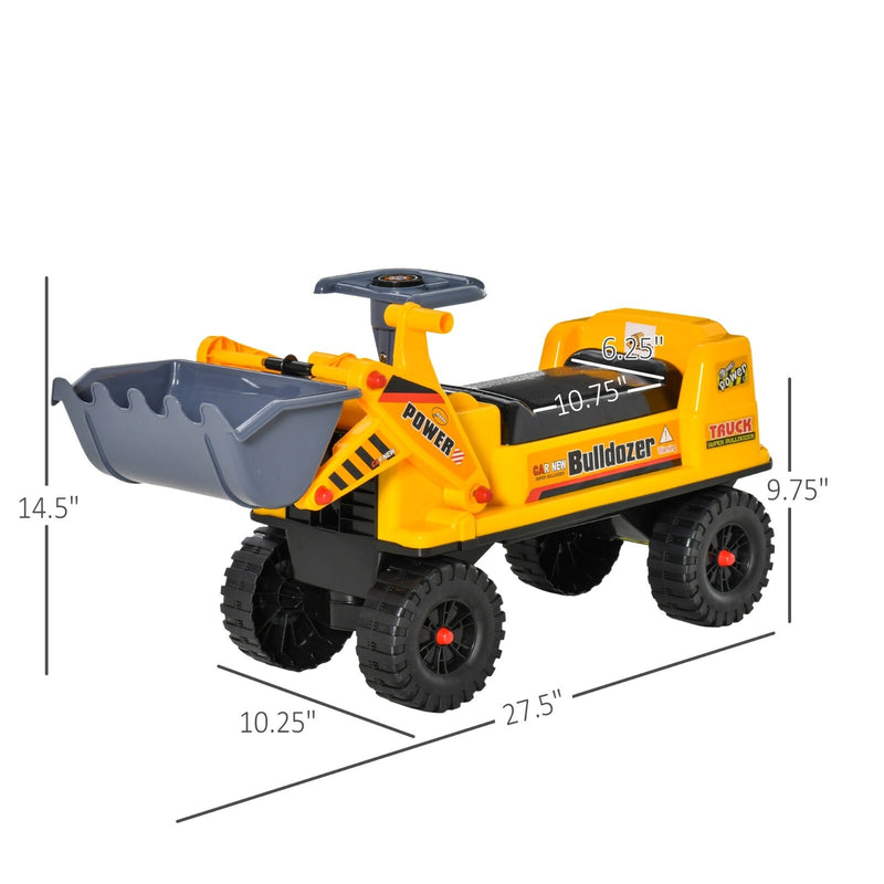Toddler Ride-On Bulldozer Toy with Durable Wheels Construction Vehicle Magic Cars 2