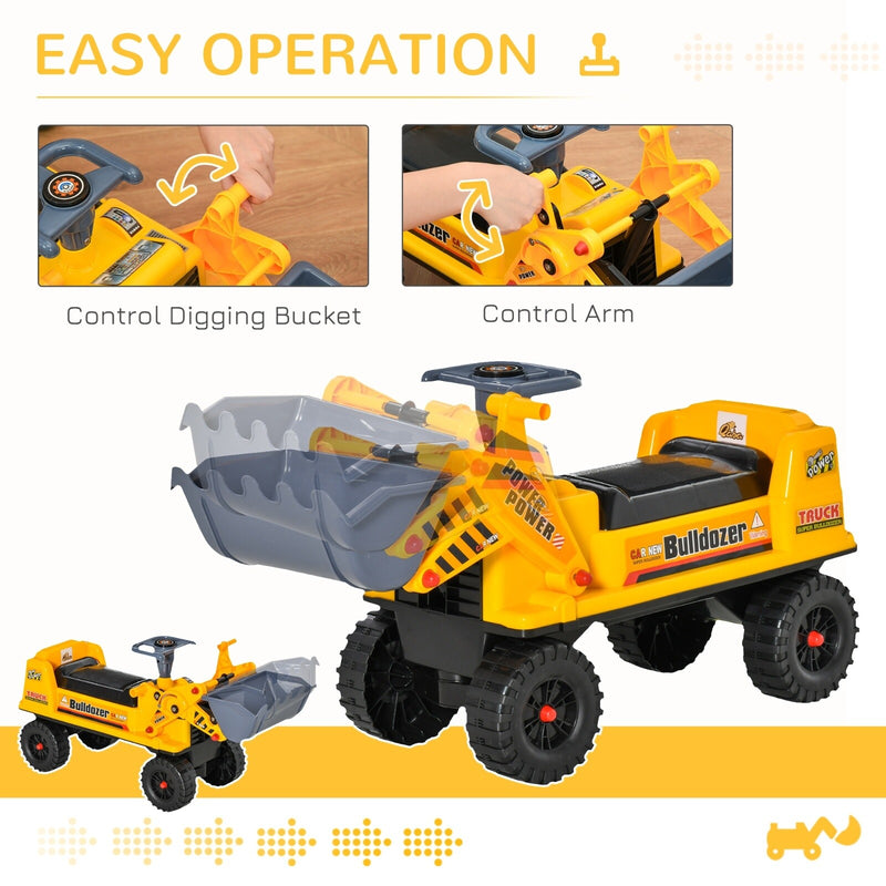 Toddler Ride-On Bulldozer Toy with Durable Wheels Construction Vehicle Magic Cars 4