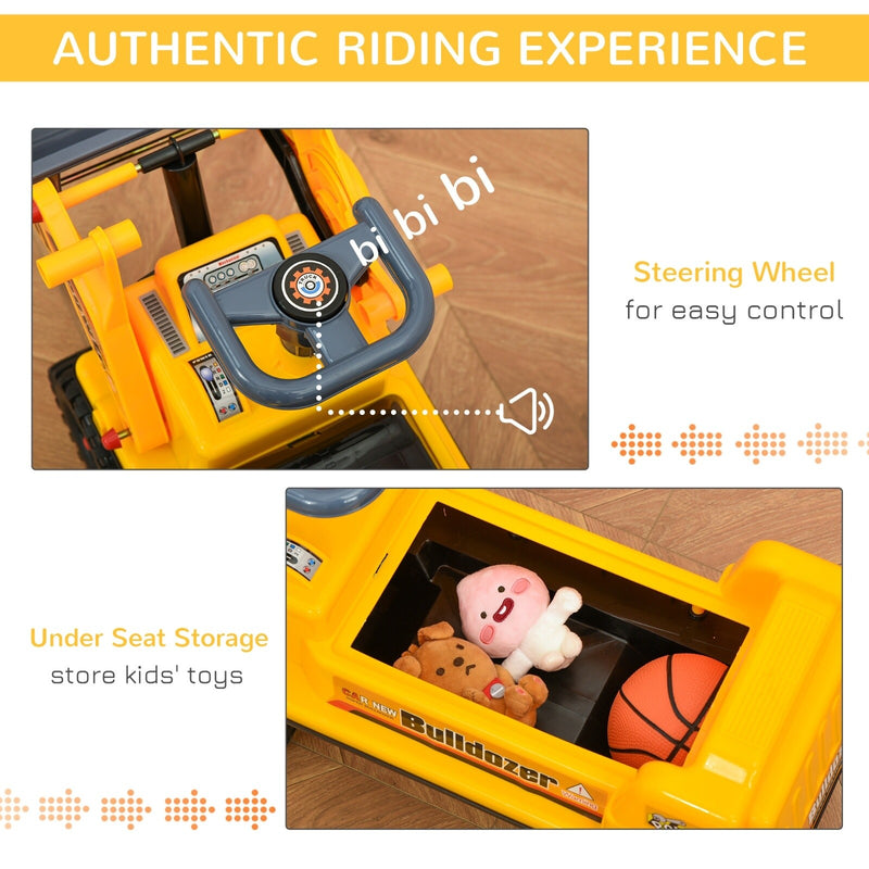 Toddler Ride-On Bulldozer Toy with Durable Wheels Construction Vehicle Magic Cars 5