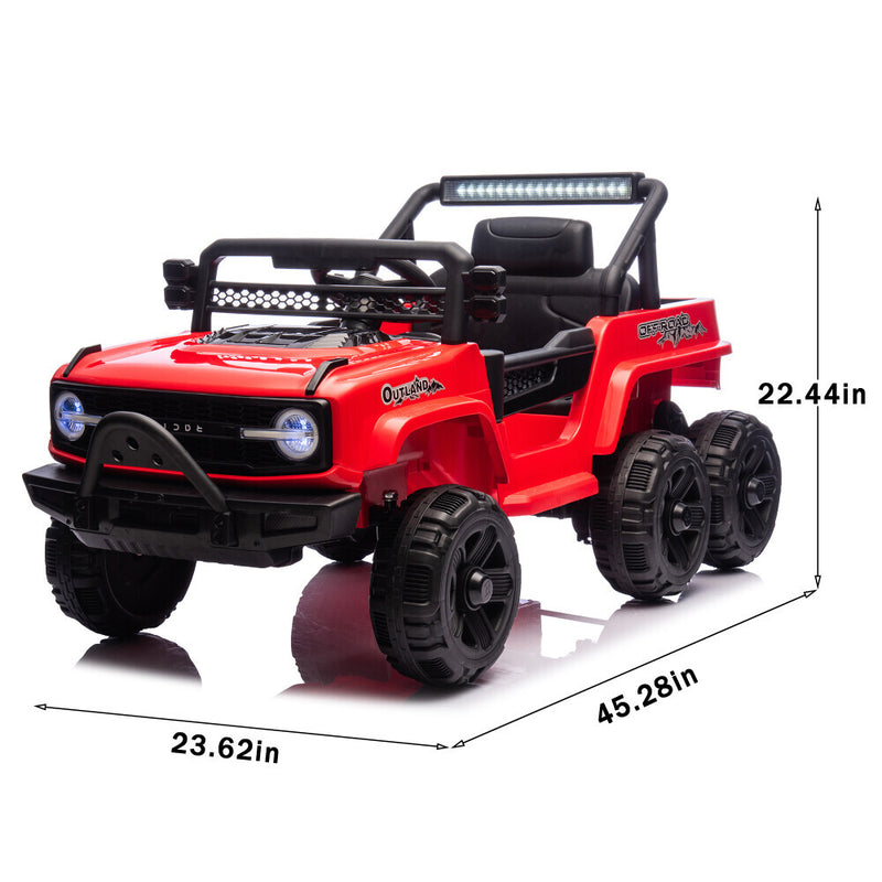 Electric Kids Ride-On Jeep Truck with 6 Wheels, Remote Control, Bluetooth, and LED Lights - Red Magic Cars 10