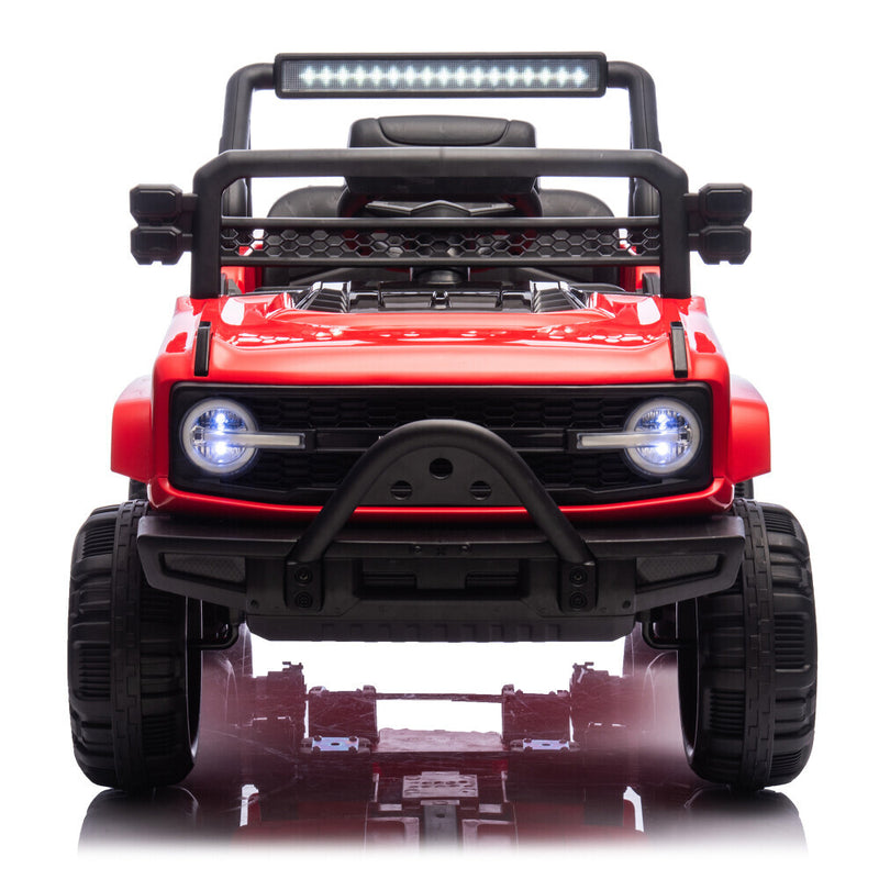 Electric Kids Ride-On Jeep Truck with 6 Wheels, Remote Control, Bluetooth, and LED Lights - Red Magic Cars 2