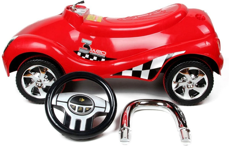 Toddler Ride-On Gliding Scooter Car Toy with Wheels, Lights, and Music - Red Magic Cars 4