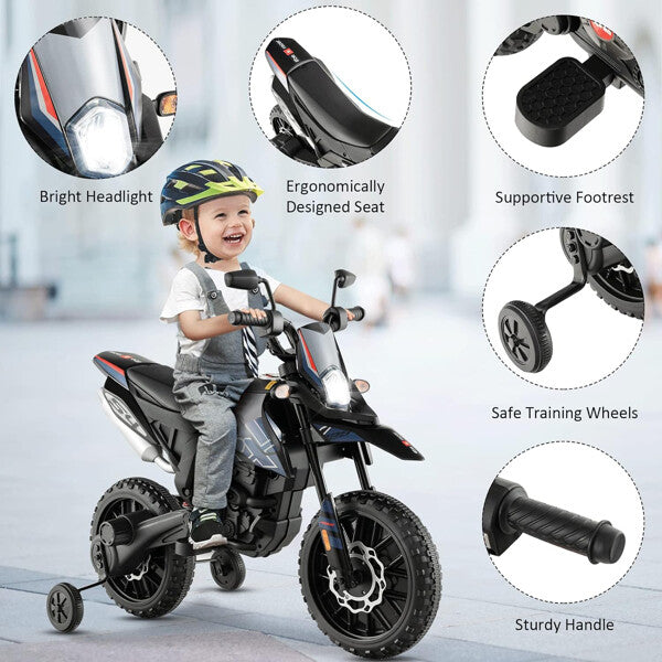 12V Kids Electric Off-Road Dirt Bike with Training Wheels, Lights, and Music Magic Cars 13