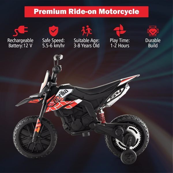 12V Kids Electric Off-Road Dirt Bike with Training Wheels, Lights, and Music Magic Cars 17