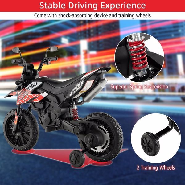 12V Kids Electric Off-Road Dirt Bike Motorcycle with Training Wheels and Music Toy Magic Cars 20