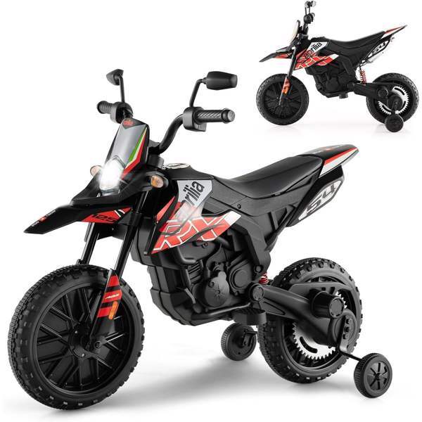 12V Kids Electric Off-Road Dirt Bike Motorcycle with Training Wheels and Music Toy Magic Cars 7