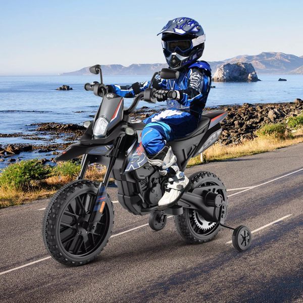 12V Kids Electric Off-Road Dirt Bike Motorcycle with Training Wheels and Music Toy Magic Cars 8