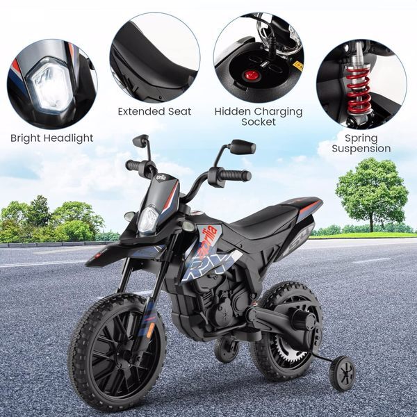 12V Kids Electric Off-Road Dirt Bike Motorcycle with Training Wheels and Music Toy Magic Cars 9