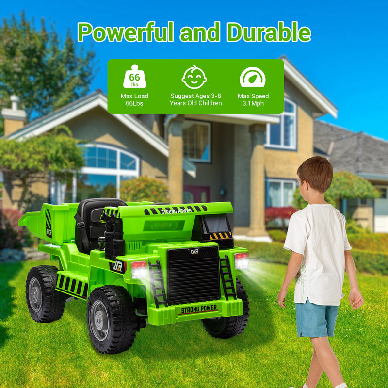 Remote Control Kids Ride-On Dump Truck Toy with 4 Wheels for Construction Play Magic Cars 1