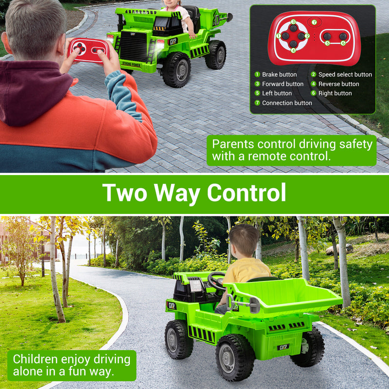Remote Control Kids Ride-On Dump Truck Toy with 4 Wheels for Construction Play Magic Cars 3