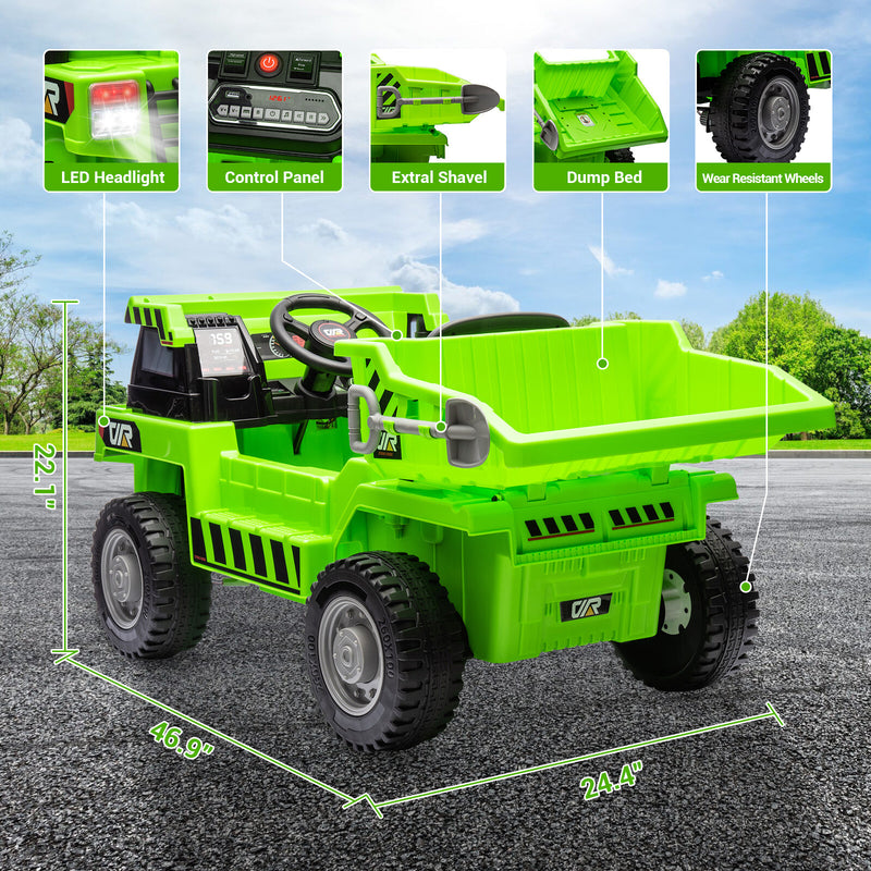 Remote Control Kids Ride-On Dump Truck Toy with 4 Wheels for Construction Play Magic Cars 4