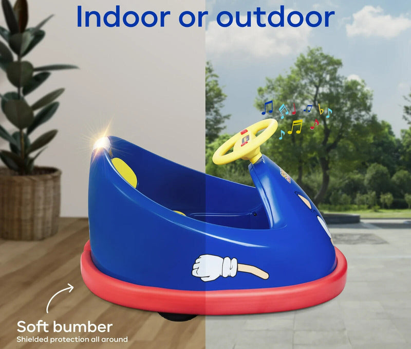 Kids Electric Sonic The Hedgehog Bumper Car with 2-Speed and 360-Degree Turning Ride-On Magic Cars 4
