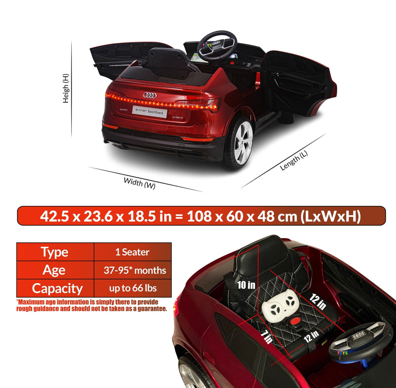 12V Electric Kids Car with LCD Display Licensed Audi Design in Multiple Colors Magic Cars 12