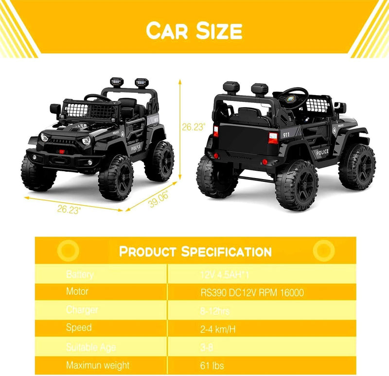 12V Electric Kids Ride-On Truck with LED Lights and Remote Control Magic Cars 4