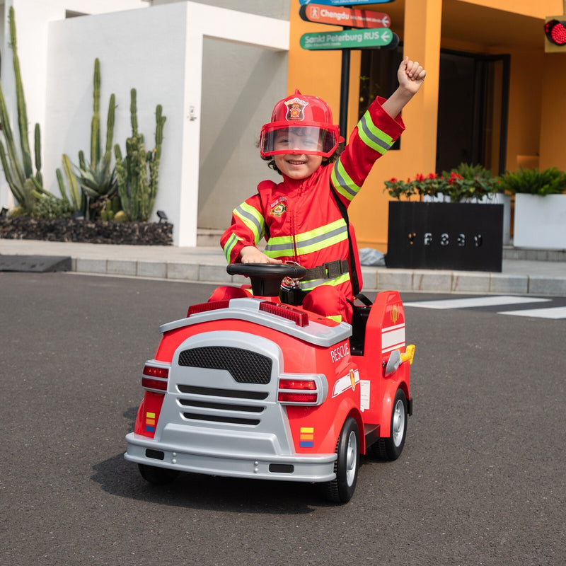 Kids Electric Fire Truck with LED Lights, Horn, and One-Key Start – Red Magic Cars 2