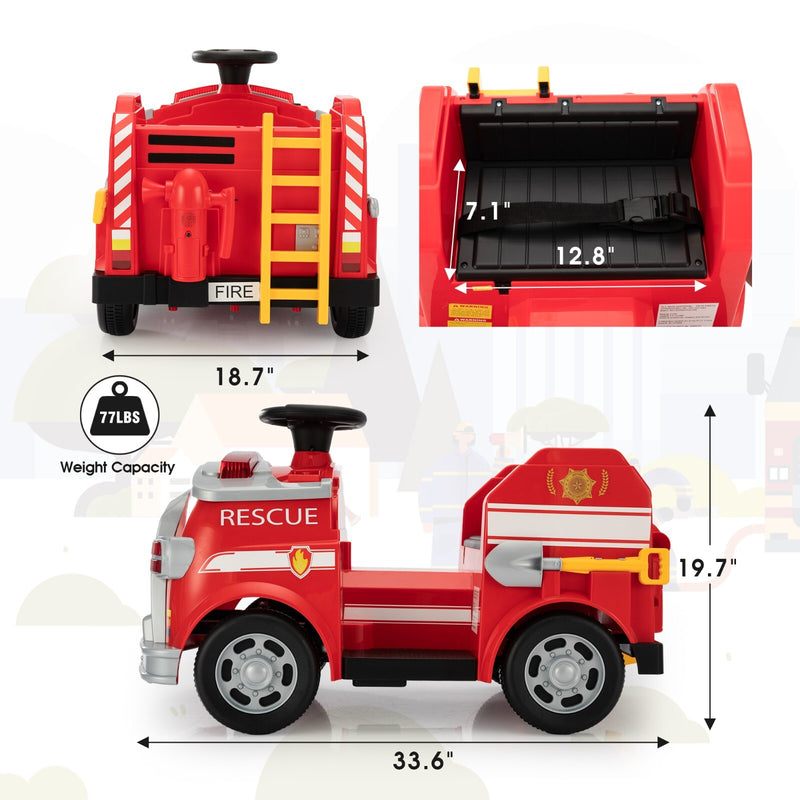 Kids Electric Fire Truck with LED Lights, Horn, and One-Key Start – Red Magic Cars 3