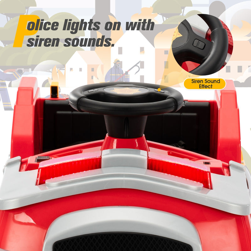 Kids Electric Fire Truck with LED Lights, Horn, and One-Key Start – Red Magic Cars 6