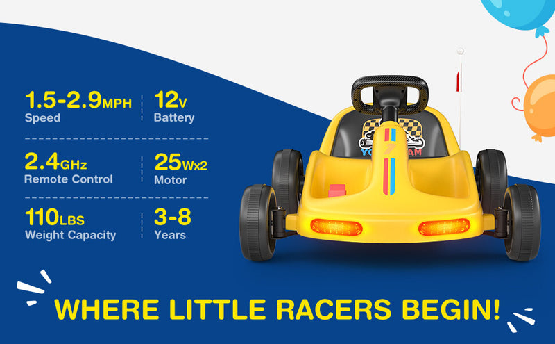 12V Kids Electric Go-Kart with 4.5AH Battery, 2-Speed, 2.9 MPH, Parental Remote Control Magic Cars 8