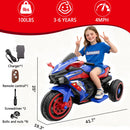 Electric 3-Wheel Ride-On Motorcycle for Kids with LED Lights and Music, Ages 3-8 Magic Cars 4