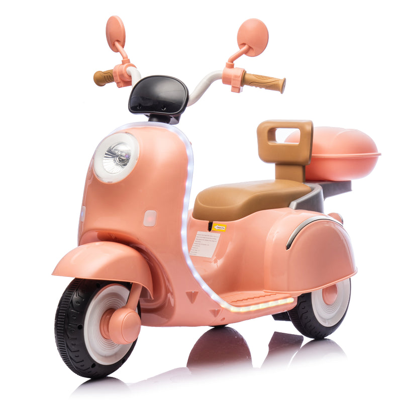 12V Kids Electric 3-Wheel Ride-On Motorcycle with Large Storage for Ages 3-6 Magic Cars 12