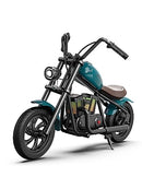 Retro-Style Kids Electric Motorcycle with Ambient Light and Music, 10 MPH, Blue Magic Cars 1