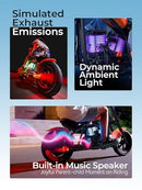 Retro-Style Kids Electric Motorcycle with Ambient Light and Music, 10 MPH, Blue Magic Cars 9