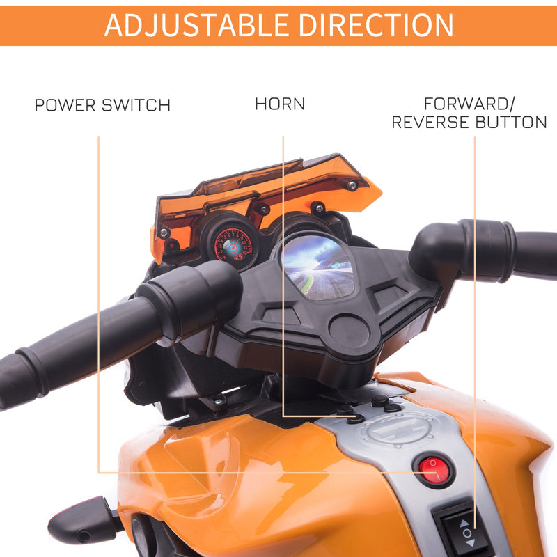 Electric Kids Ride-On Motorcycle with Headlights and Training Wheels in Orange Magic Cars 5