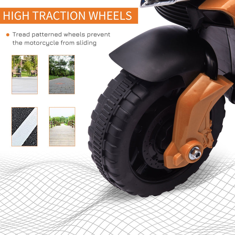 Electric Kids Ride-On Motorcycle with Headlights and Training Wheels in Orange Magic Cars 6
