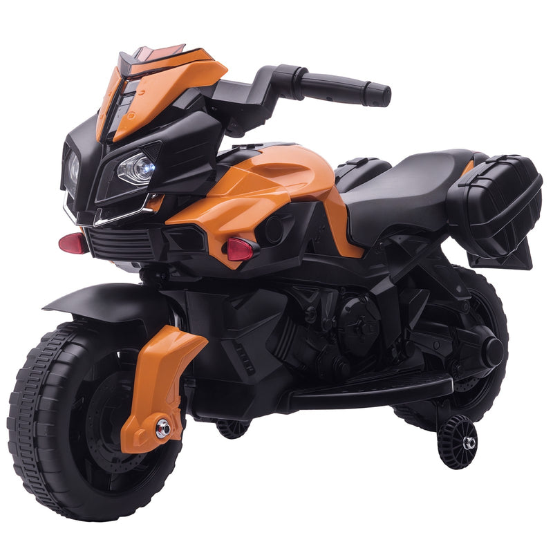 Electric Kids Ride-On Motorcycle with Headlights and Training Wheels in Orange Magic Cars Variant 0