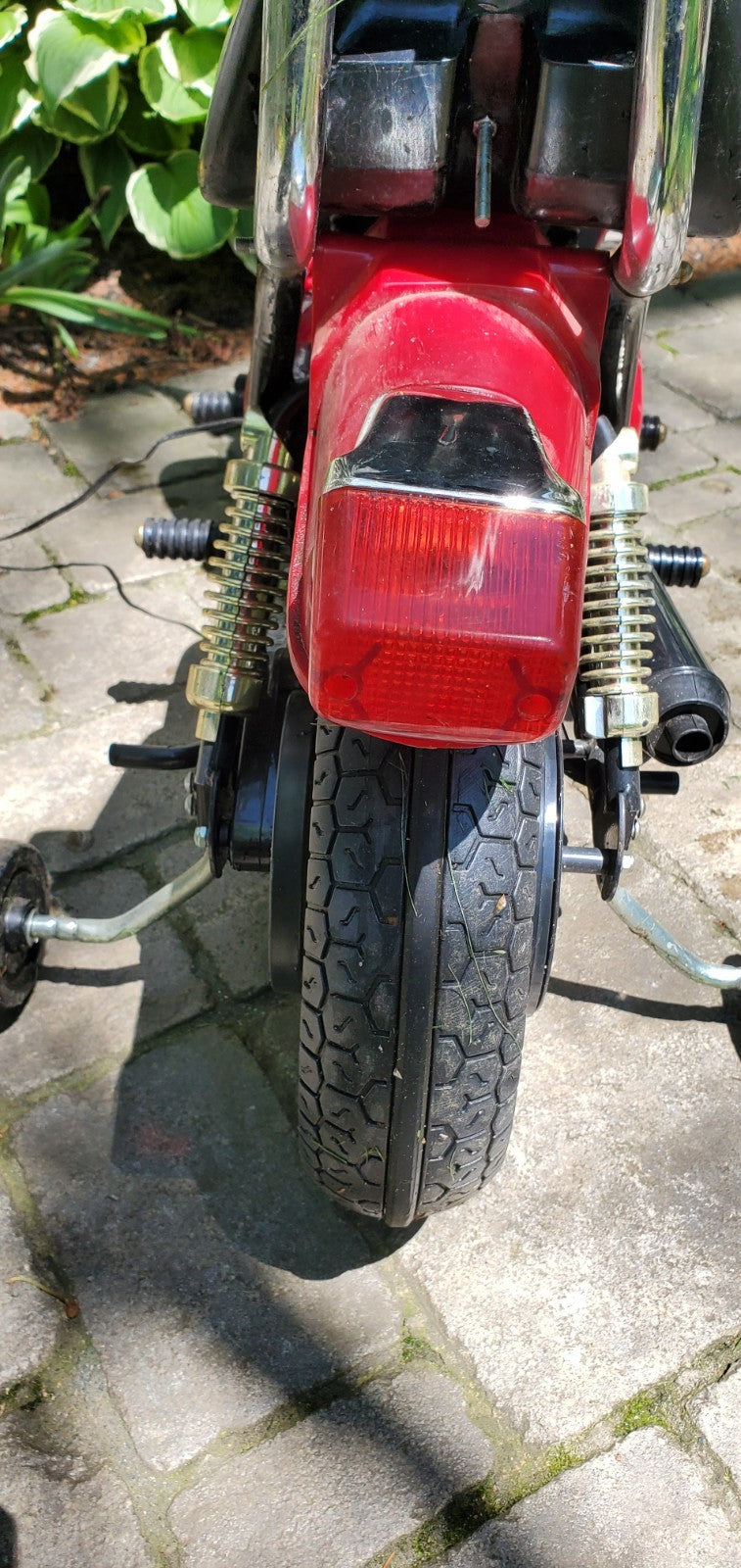 Kids Vintage Model 2000 Electric Motorcycle with Sports Wheels, 47in x 20in, Red Chrome Magic Cars 12
