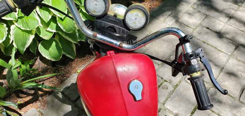 Kids Vintage Model 2000 Electric Motorcycle with Sports Wheels, 47in x 20in, Red Chrome Magic Cars 8