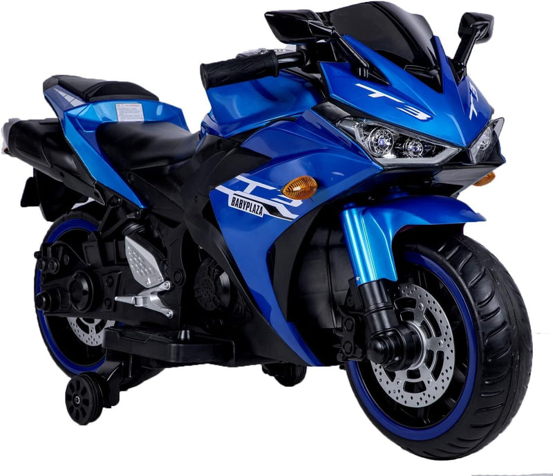 Electric Kids Motorcycle with Training Wheels for Ages 3-8 Boys and Girls Blue Magic Cars 1