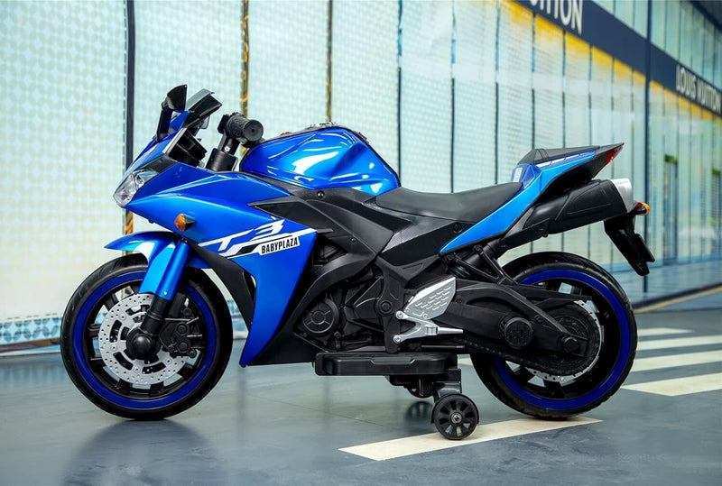 Electric Kids Motorcycle with Training Wheels for Ages 3-8 Boys and Girls Blue Magic Cars 6