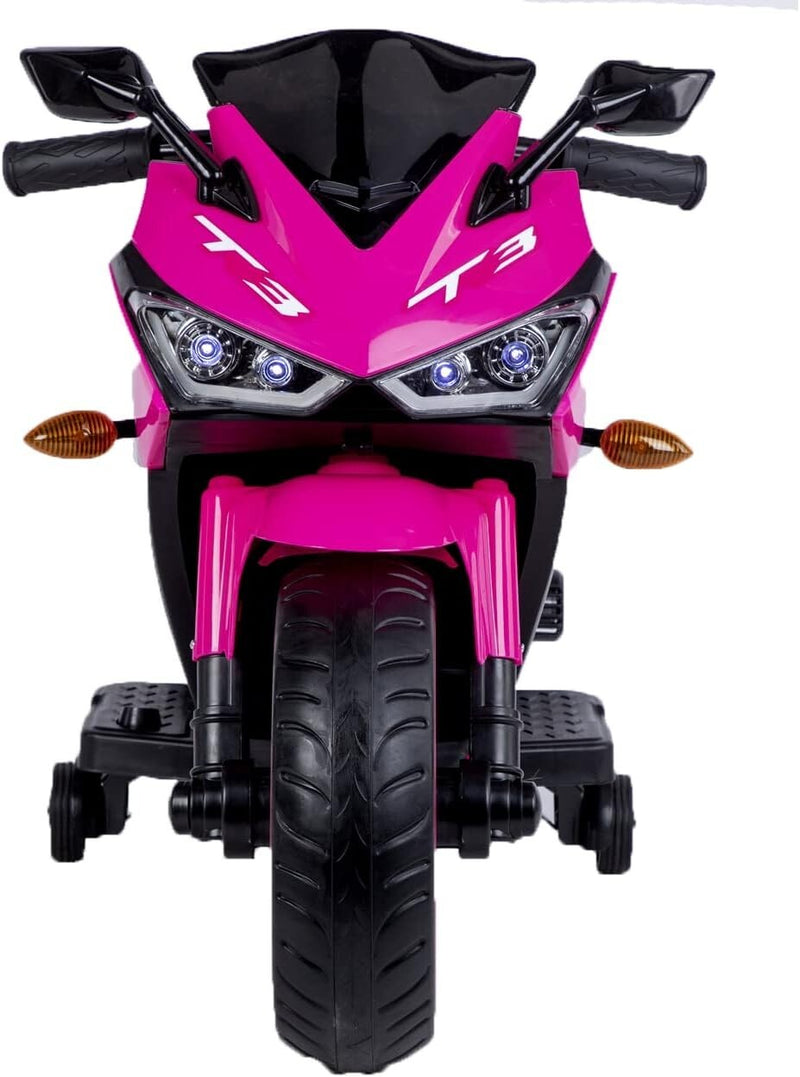 Electric Kids Motorcycle with Training Wheels for Boys and Girls Ages 3-8, Pink Magic Cars 3