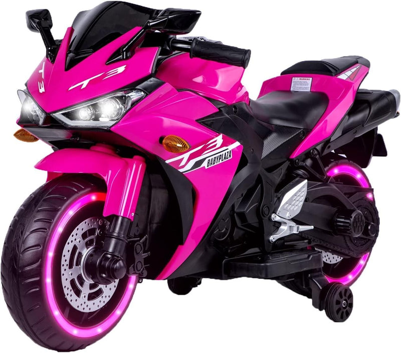 Electric Kids Motorcycle with Training Wheels for Boys and Girls Ages 3-8, Pink Magic Cars Variant 0