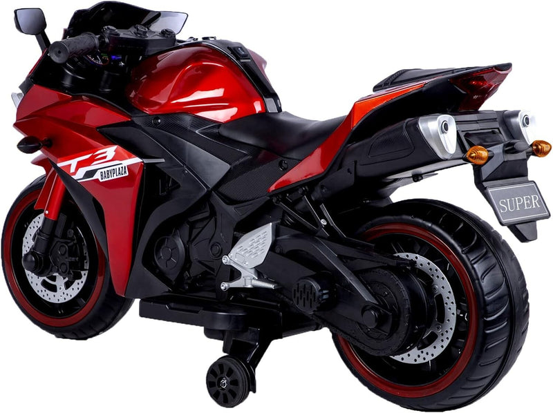 Electric Kids Motorcycle with Training Wheels for Ages 3-8, Red Magic Cars 2