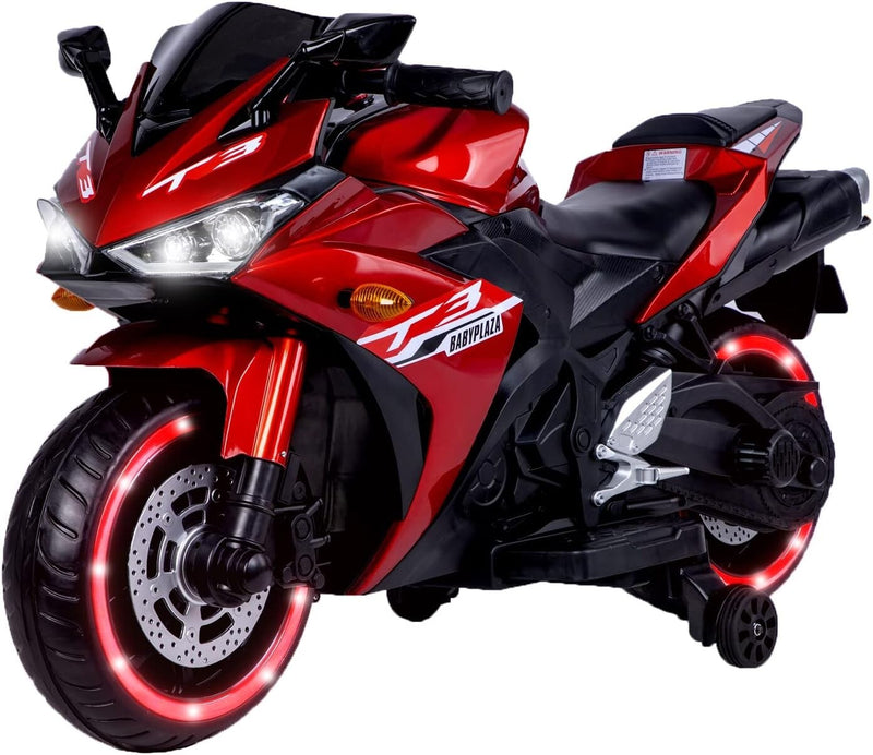 Electric Kids Motorcycle with Training Wheels for Ages 3-8, Red Magic Cars Variant 0