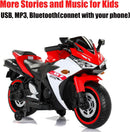 Electric Kids Motorcycle with Wheels and Music for Boys and Girls Ages 3-8, Red Magic Cars 1